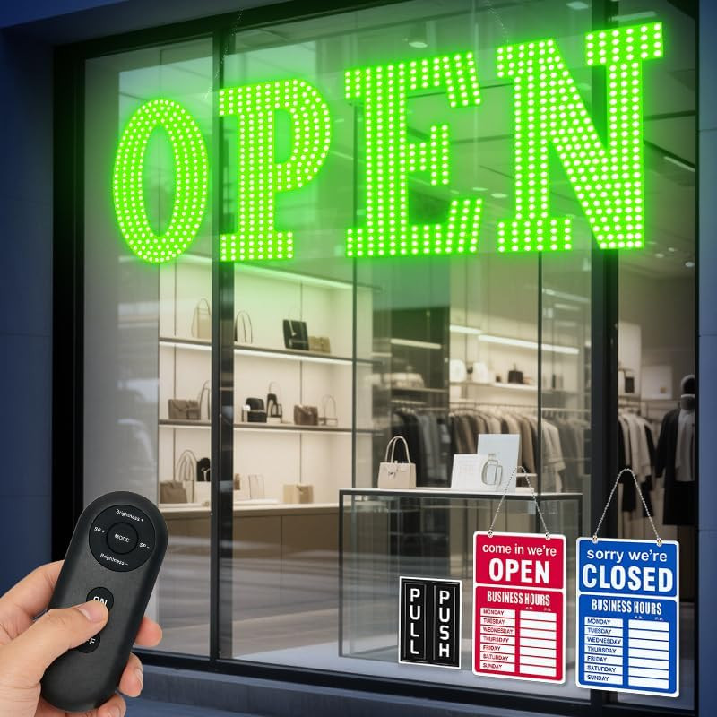 30″X10″ Large LED Open Sign for Business – Unique Design Super Bright Open Signs