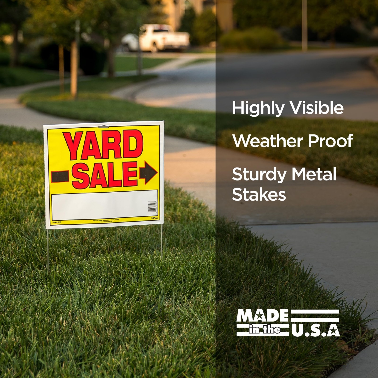 Double-Sided Yard Sale Signs with Metal U-Stake, 22″x14″, 10 Pack – Bright Color