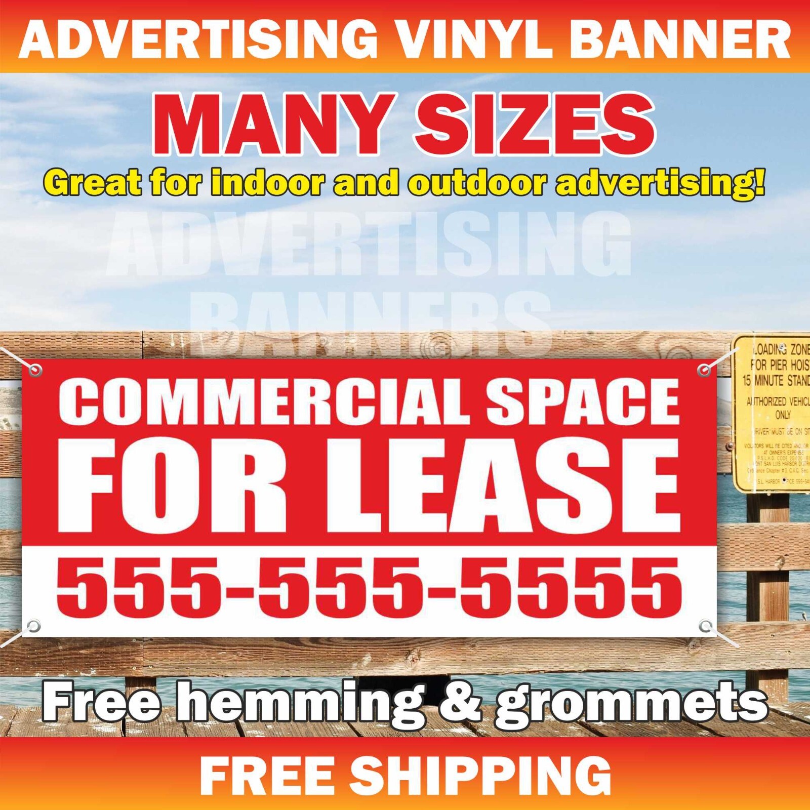 COMMERCIAL SPACE FOR LEASE Advertising Banner Vinyl Sign rent realtor office