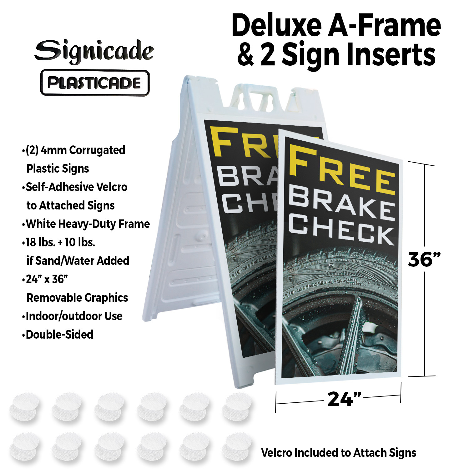Free Brake Check Heavy Duty A-Frame Sidewalk Sign Auto Repair Safety Inspection
