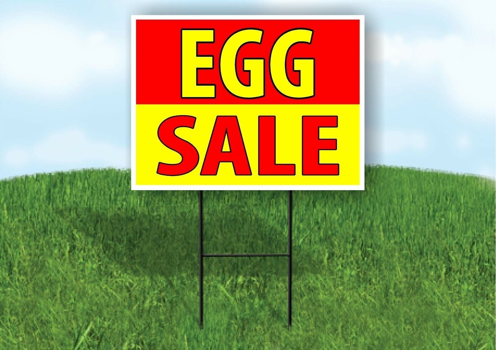EGG SALE RED YELLOW Plastic Yard Sign ROAD SIGN with Stand