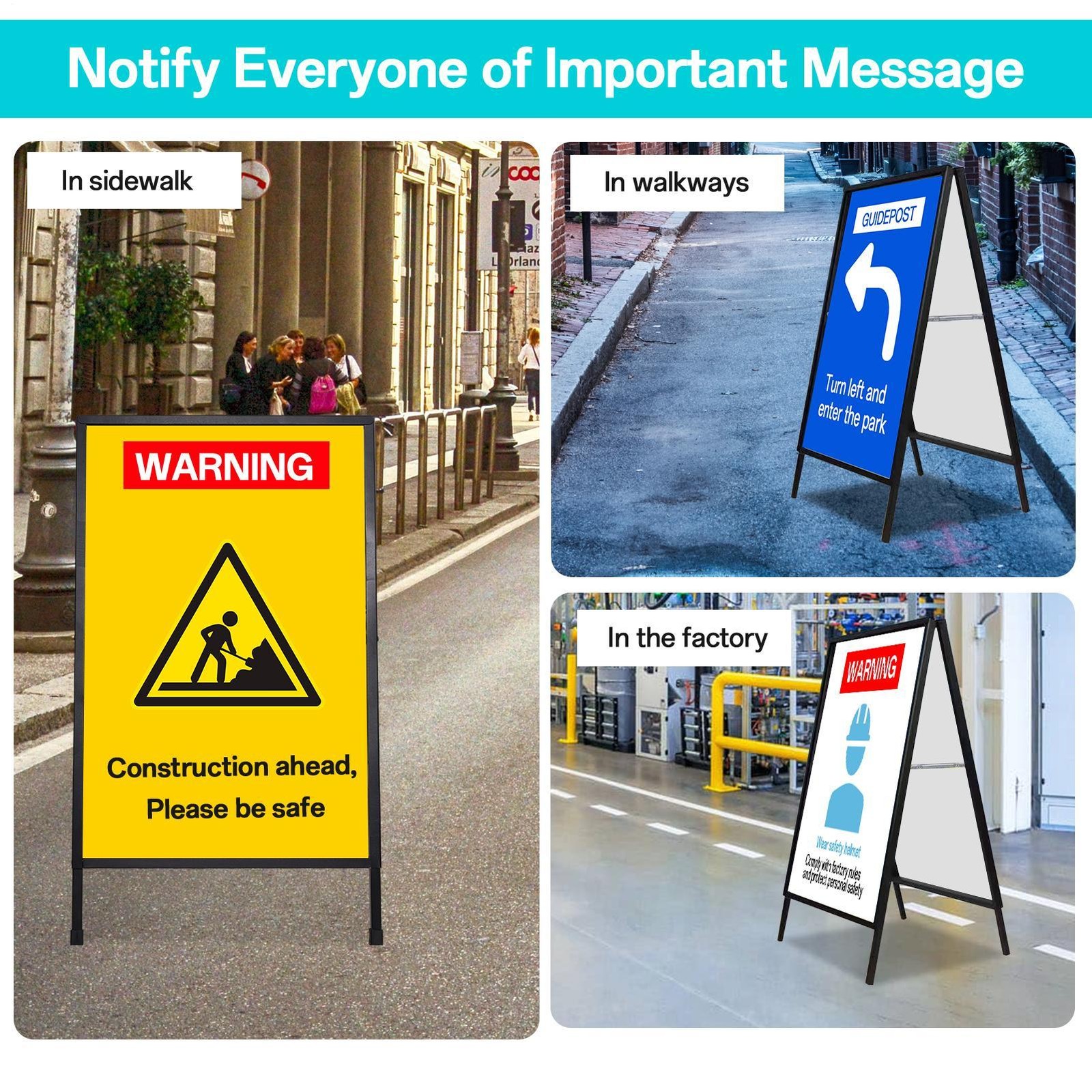 Double-Side Heavy Duty Slide-in Folding A Frame Sign Sidewalk Sign 24x 36 Inch