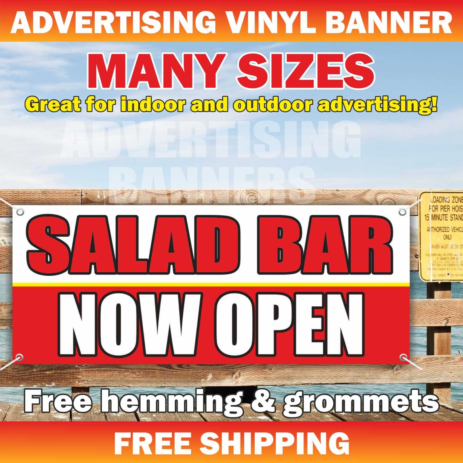 SALAD BAR NOW OPEN Advertising Banner Vinyl Sign organic food fitness buffet bar