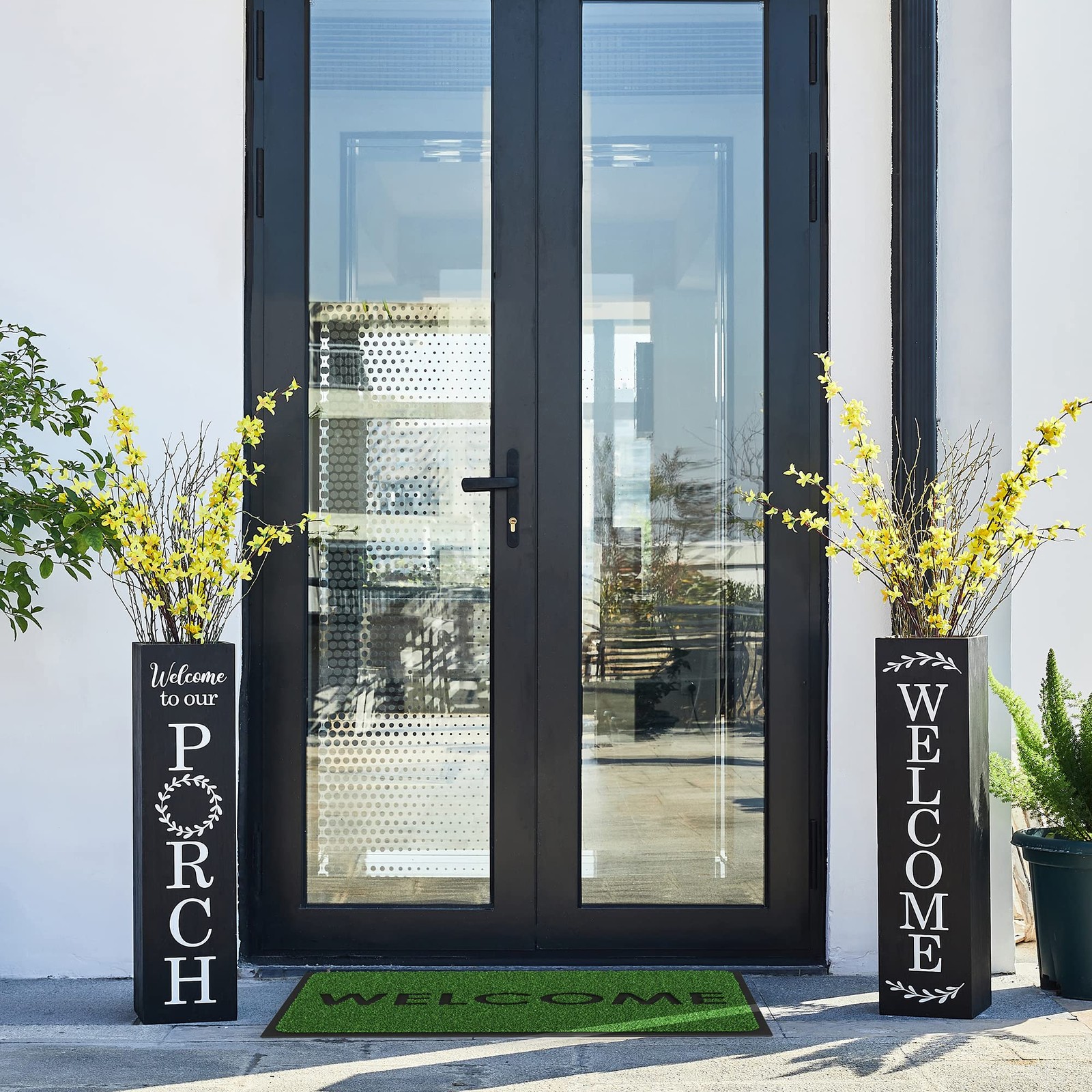 Glitzhome 30″ Wooden Rustic WELCOME Porch Sign – Black