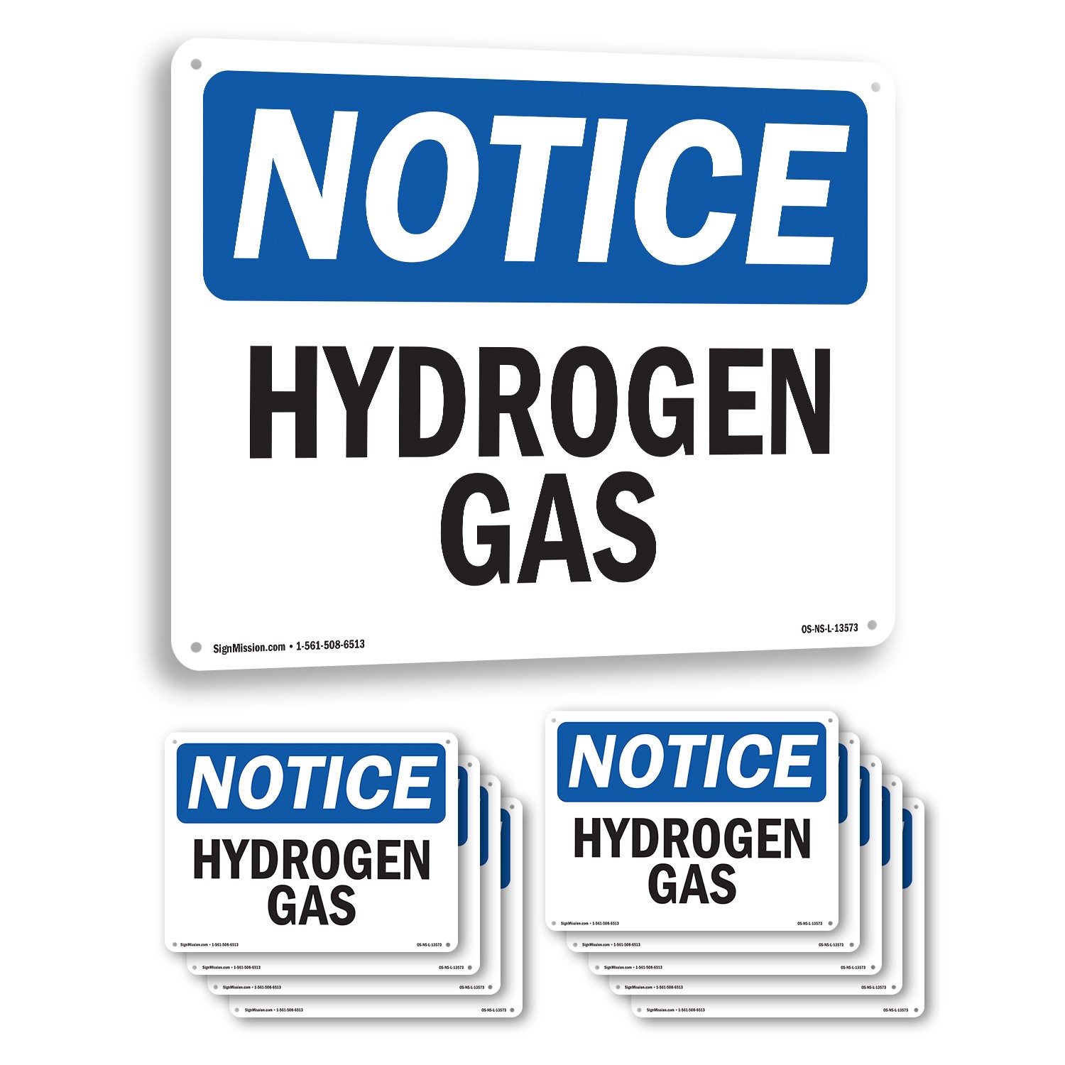 Hydrogen Gas OSHA Notice Sign Metal, Plastic, Or Decal – 5 or 10 Pack