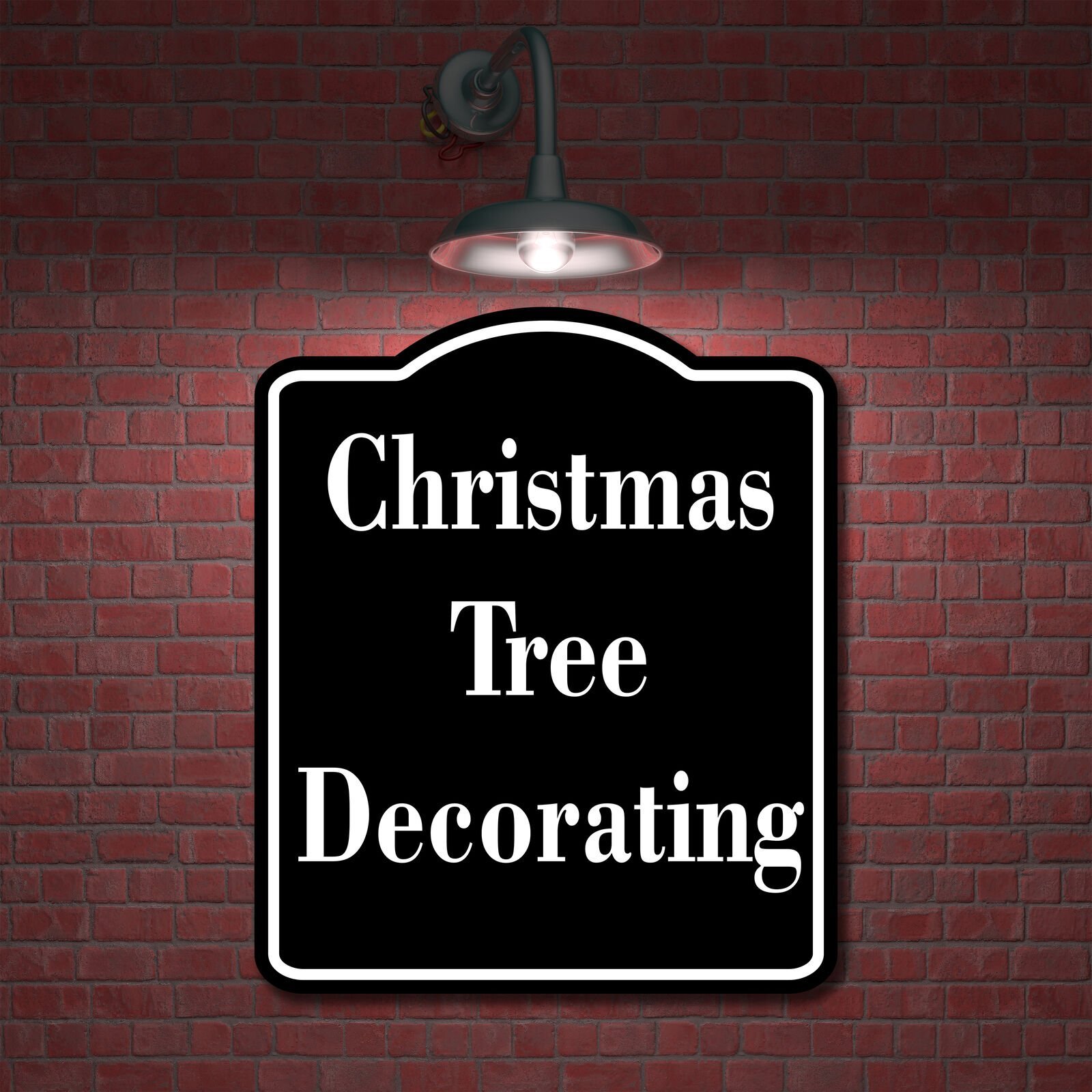 Christmas Tree Decorating BLACK Aluminum Composite Sign