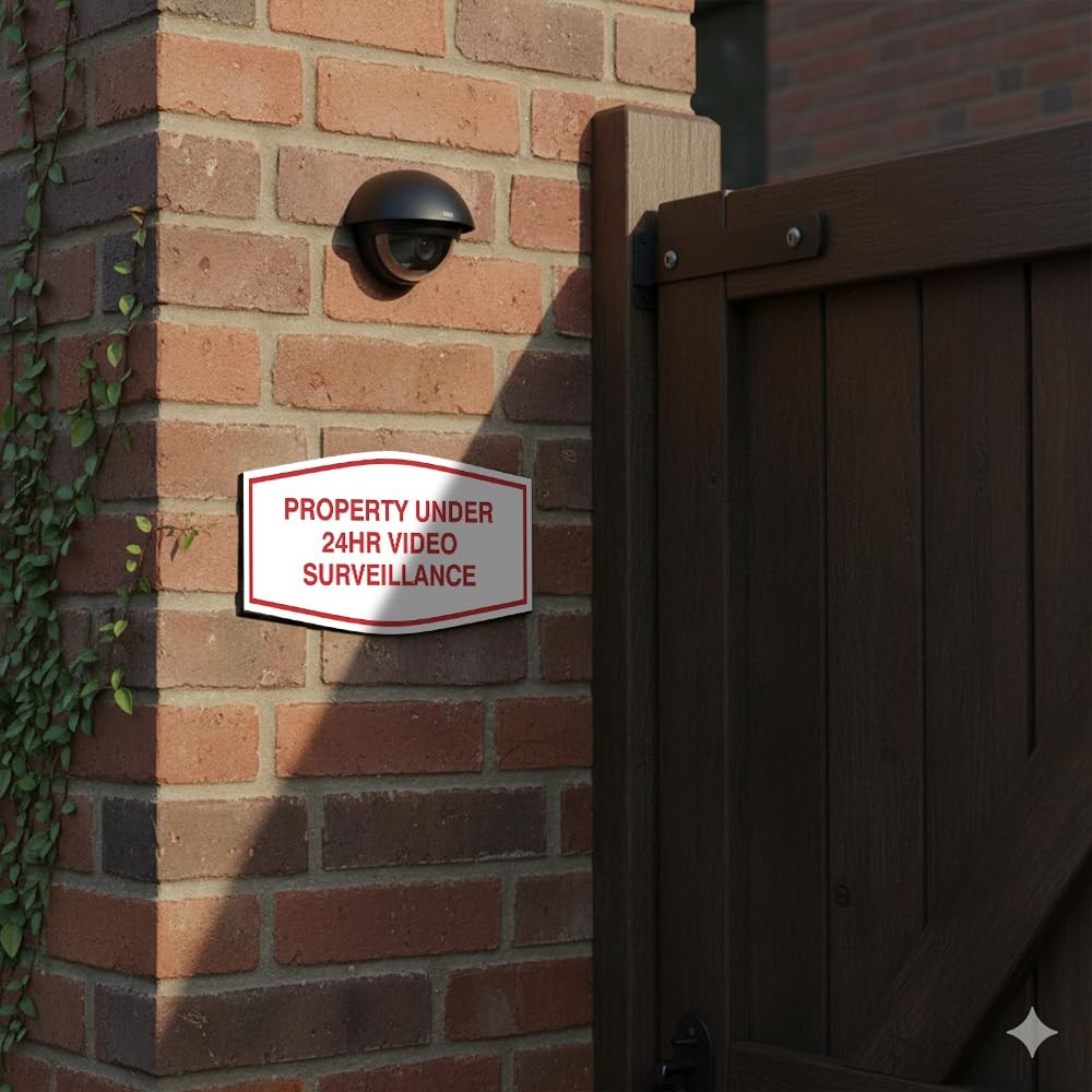 24Hr Video Surveillance Warning Sign Black Gold Security Sign