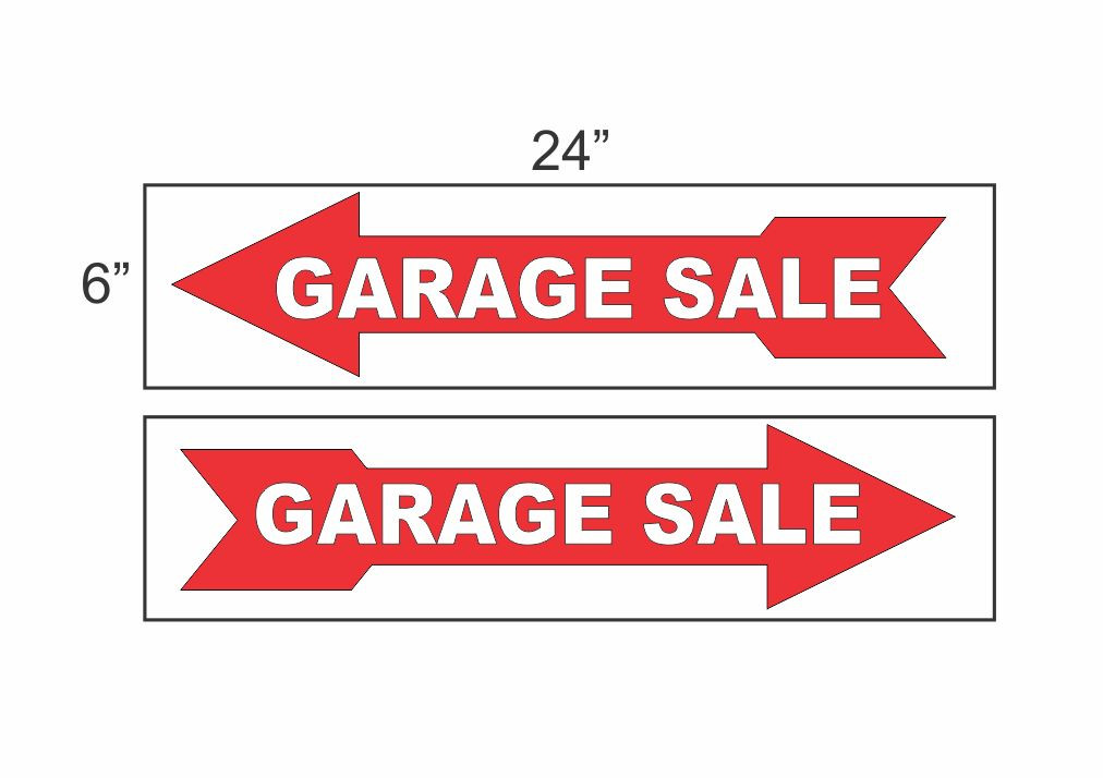GARAGE SALE ARROW RED 6″x24″ Plastic SIGNS Buy 1 Get 1 FREE 2 Sided