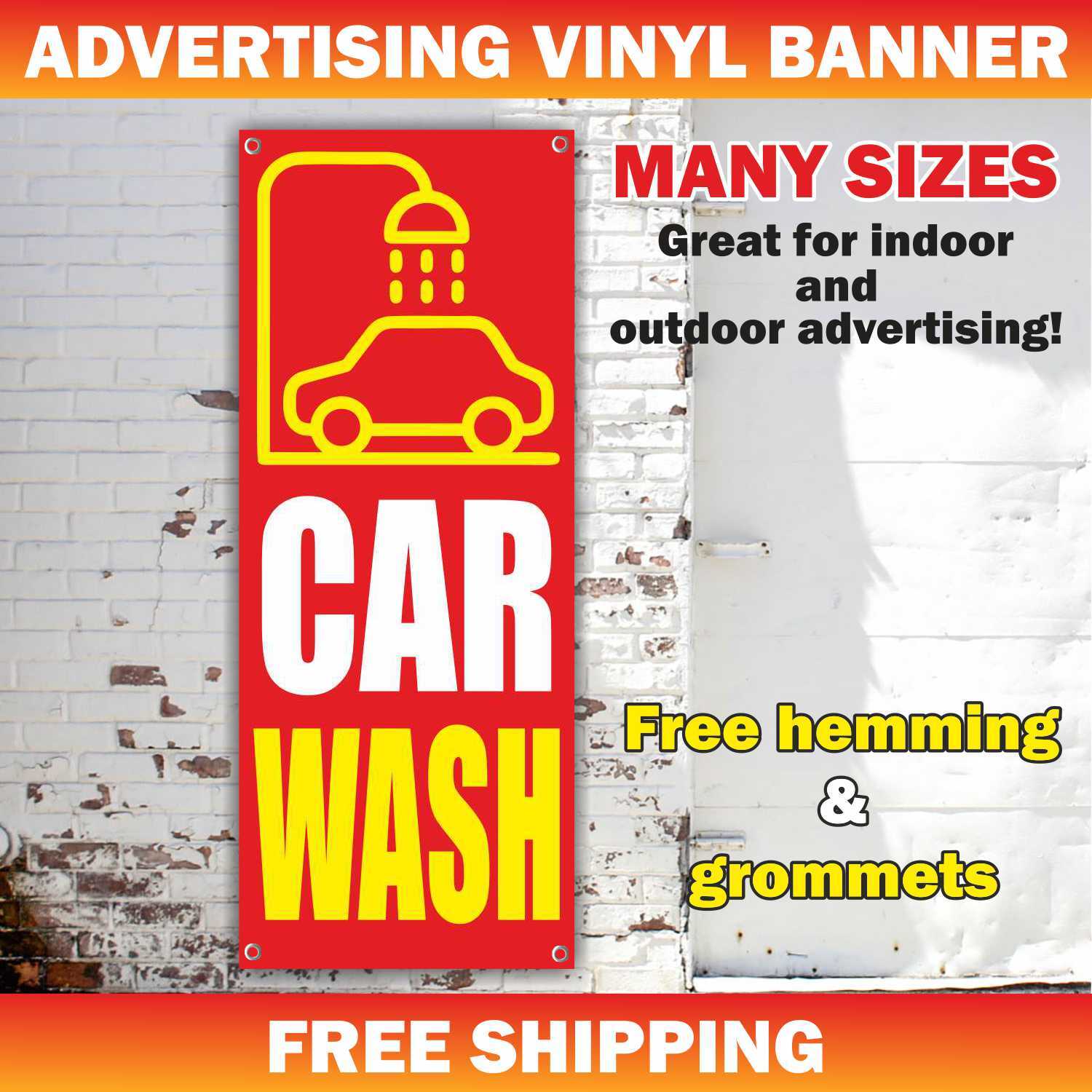 CAR WASH Advertising Banner Vinyl Mesh Sign Flag AUTO DETAILING SERVICES Washing