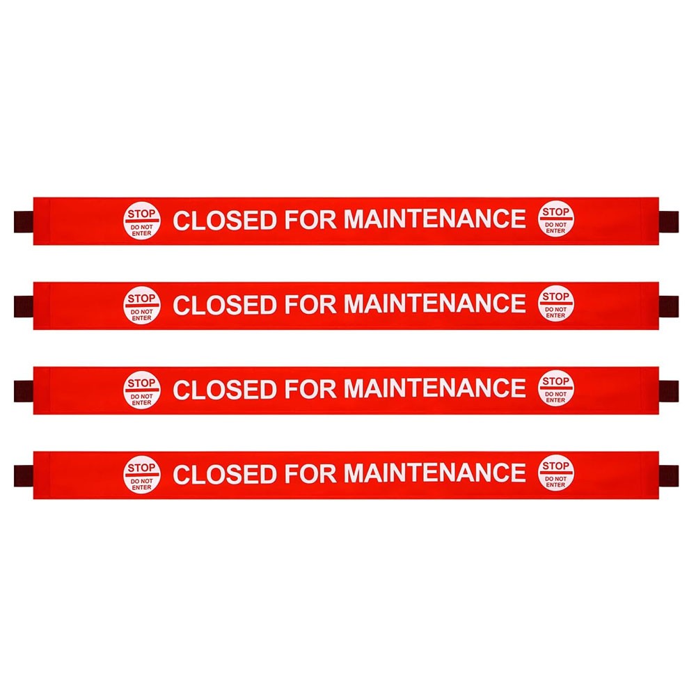 4x Red Closed for Maintenance Sign with Magnetic Ends, Safety Signs for Cleaning