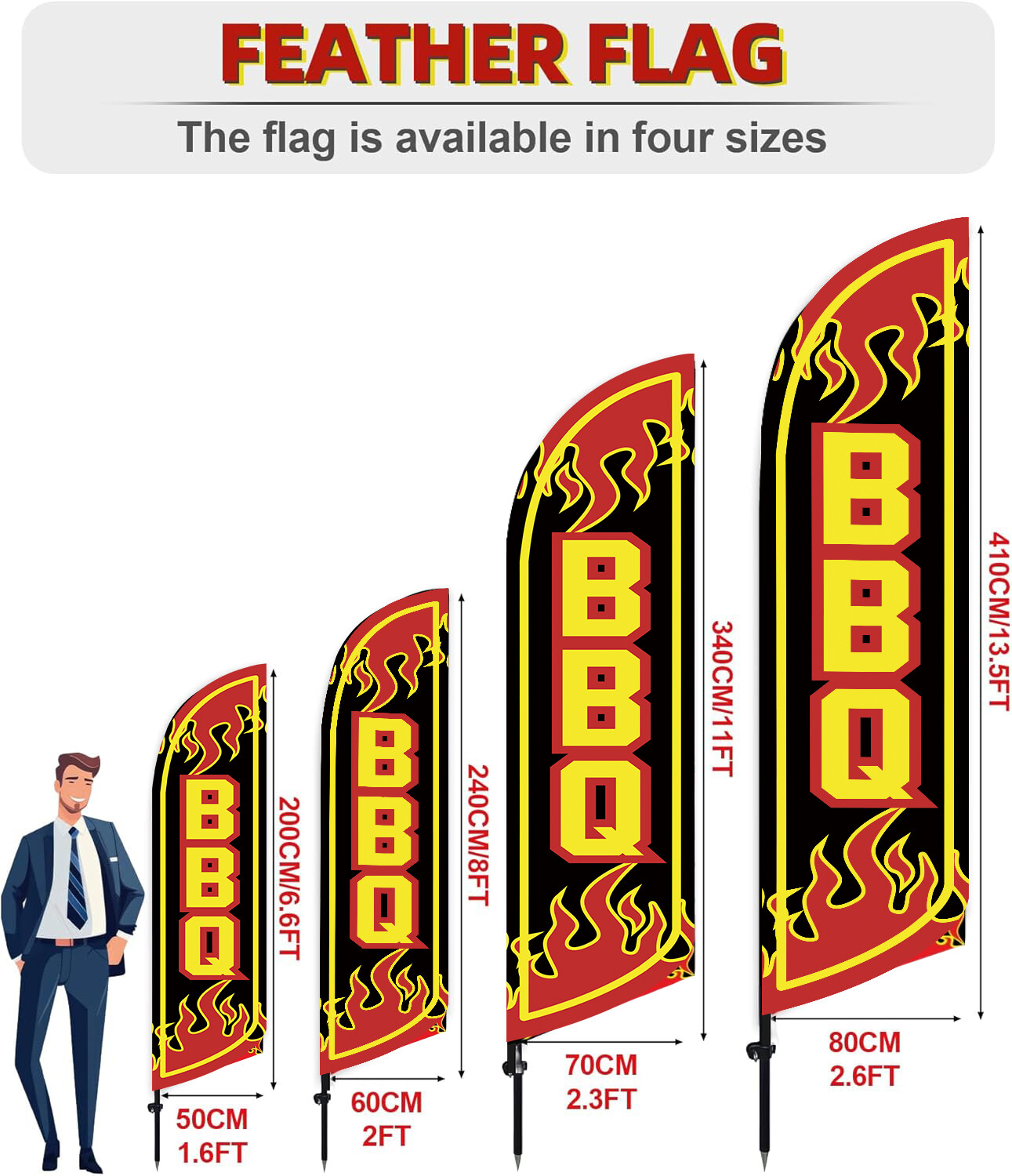 BBQ Feather Flag Advertising Banner for Business Promotion Barbecue Food Flags