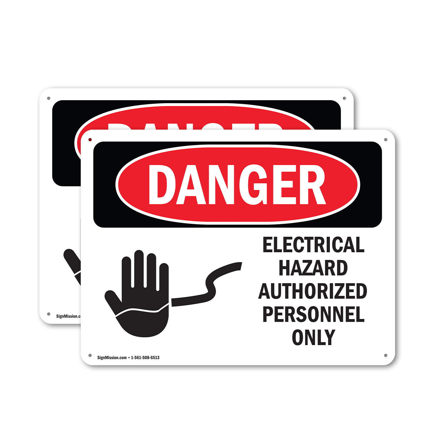 (2 Pack) Electrical Hazard Authorized Personnel Only OSHA Danger Sign Decal