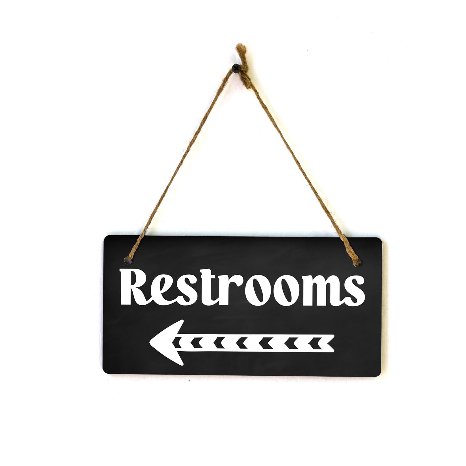 1 PCS Restrooms Left Arrow 5×10 Inch Hanging Wall Door Sign Bathroom Decor