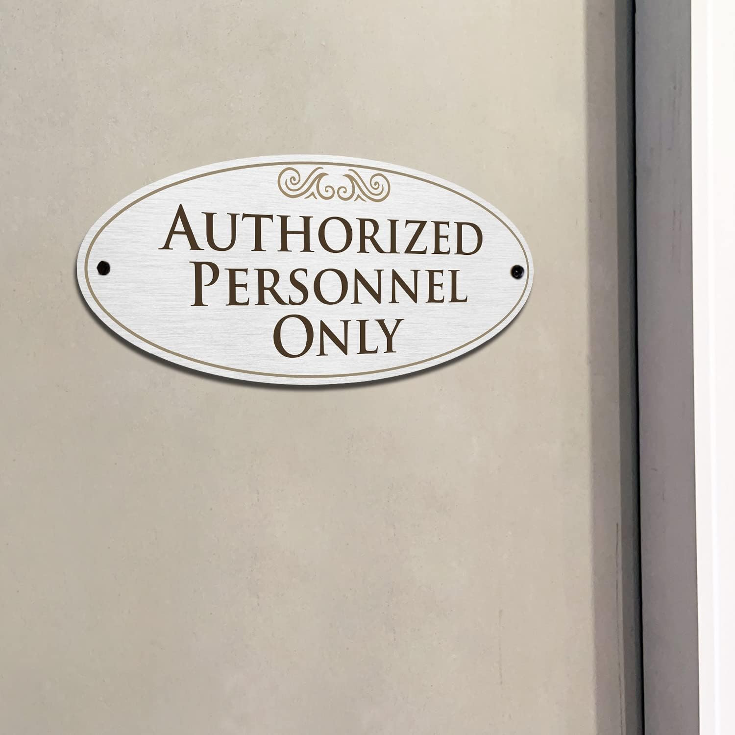 Designer Authorized Personnel Only Sign for Door, 3M Adhesive Backing & Pre-Dril