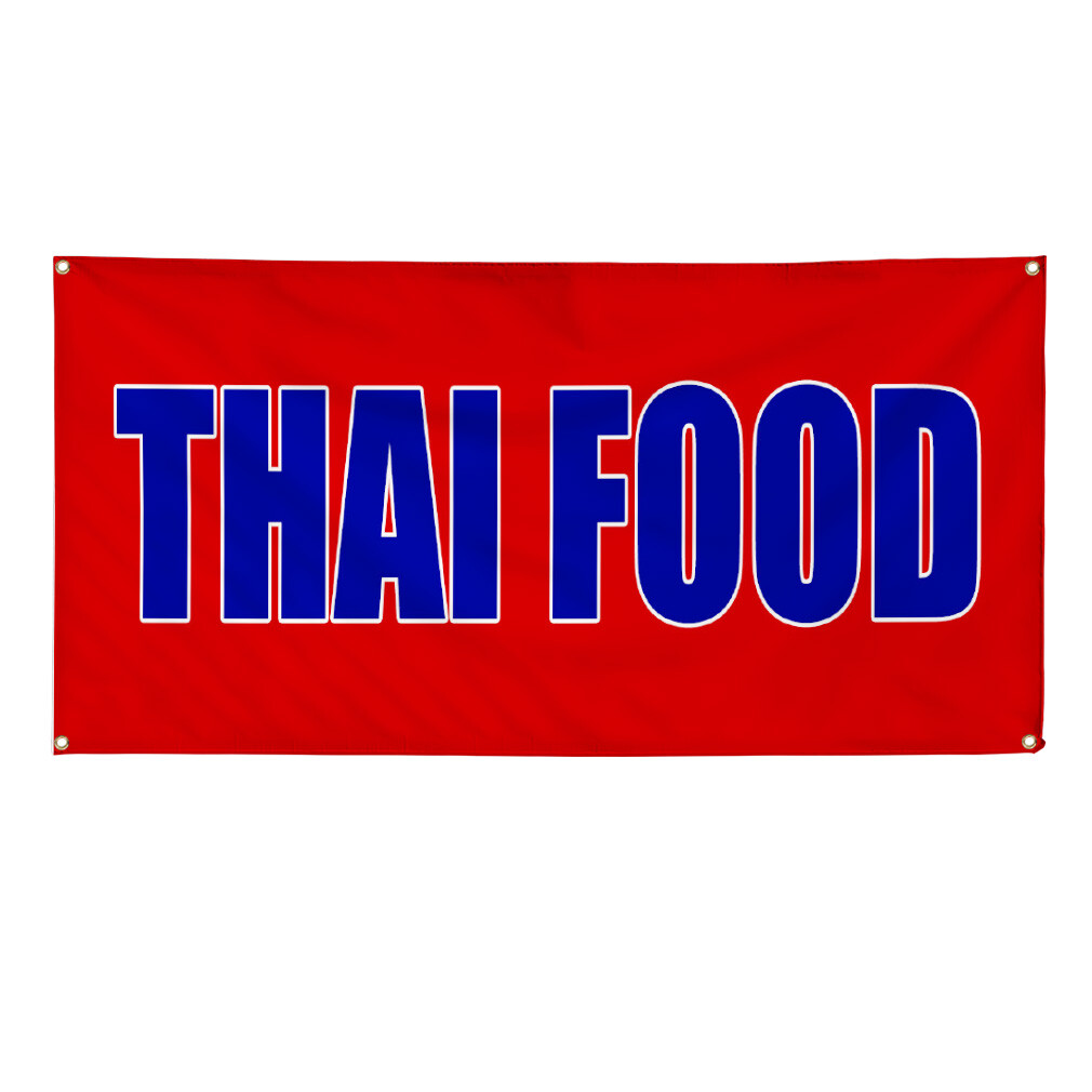 Vinyl Banner Multiple Sizes Thai Food (Red Blue) Food Fair Business Outdoor