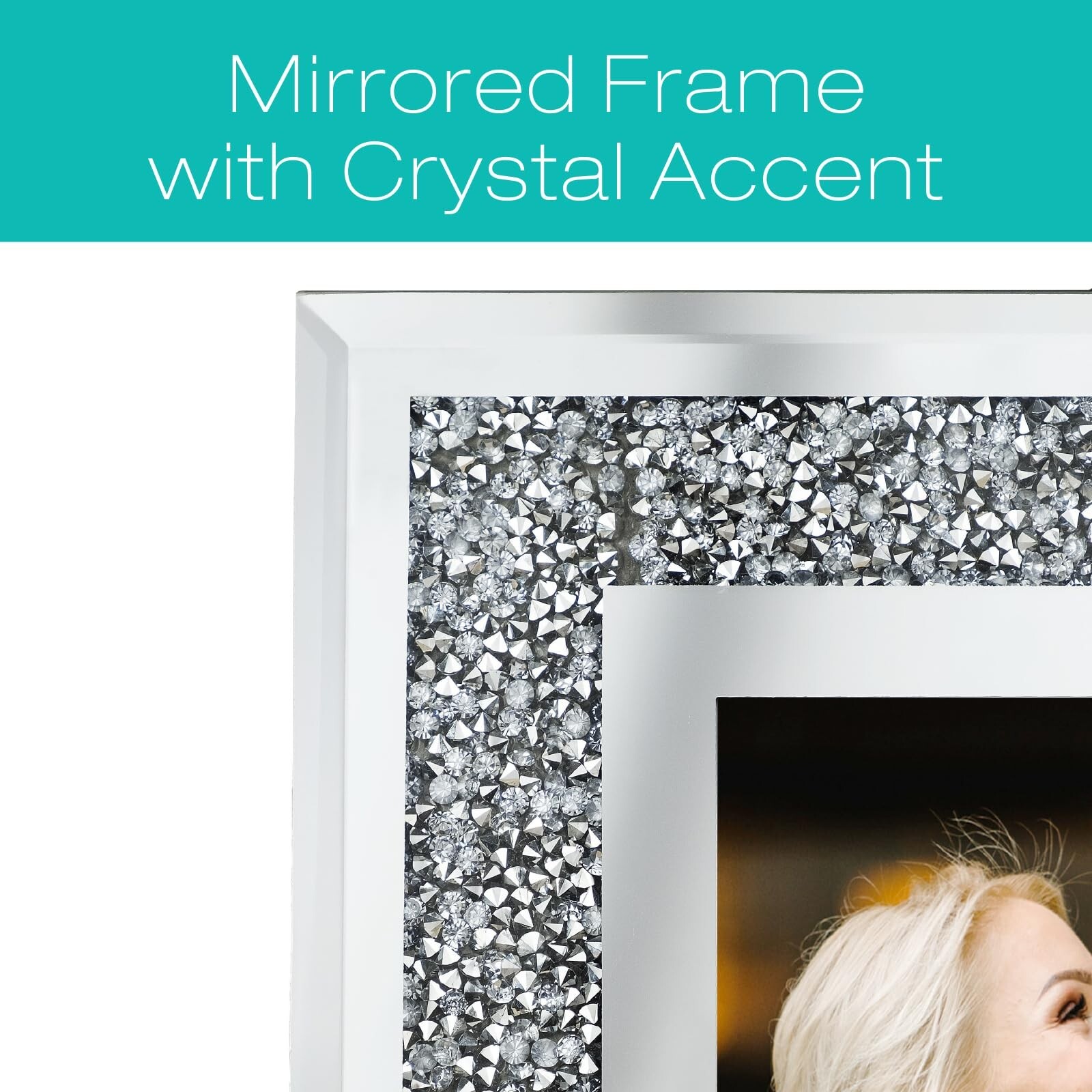EXCELLO GLOBAL PRODUCTS Decorative Picture Frame 5″x7″ Photo Holder Glass Mir…