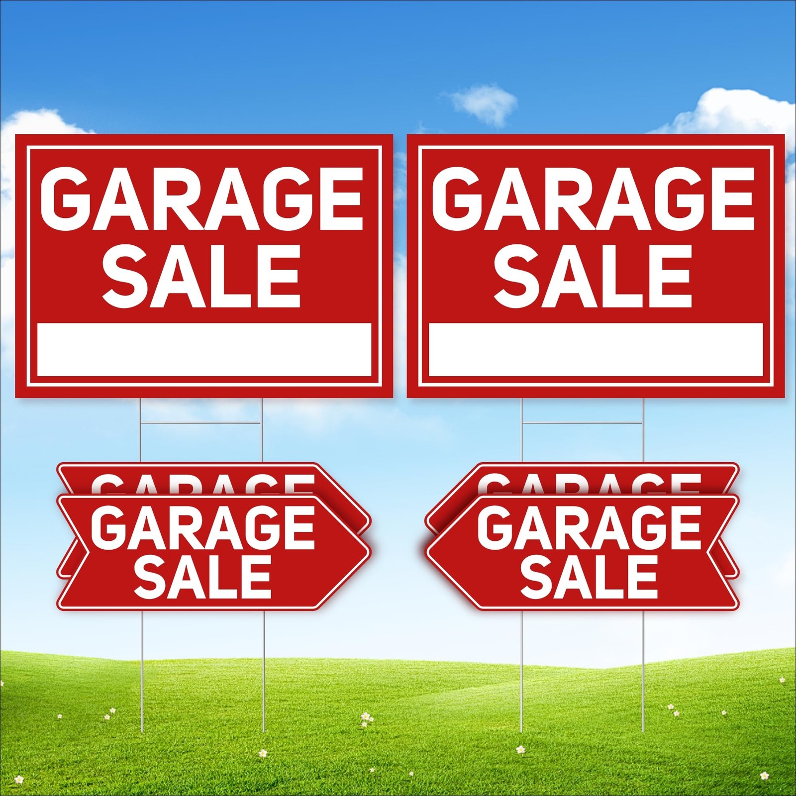 ComboJoy 6 Pcs Garage Sale Signs, 2 Foldable 24″x16″ + 4 Arrow 17″x6″, Metal