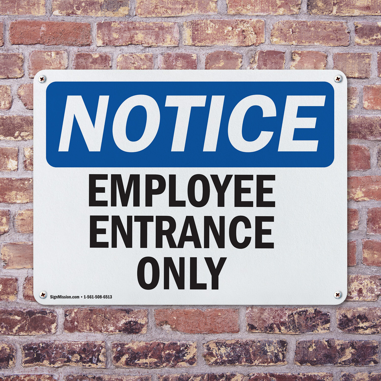 (2 Pack) Employee Entrance Only OSHA Notice Sign Decal Metal Plastic