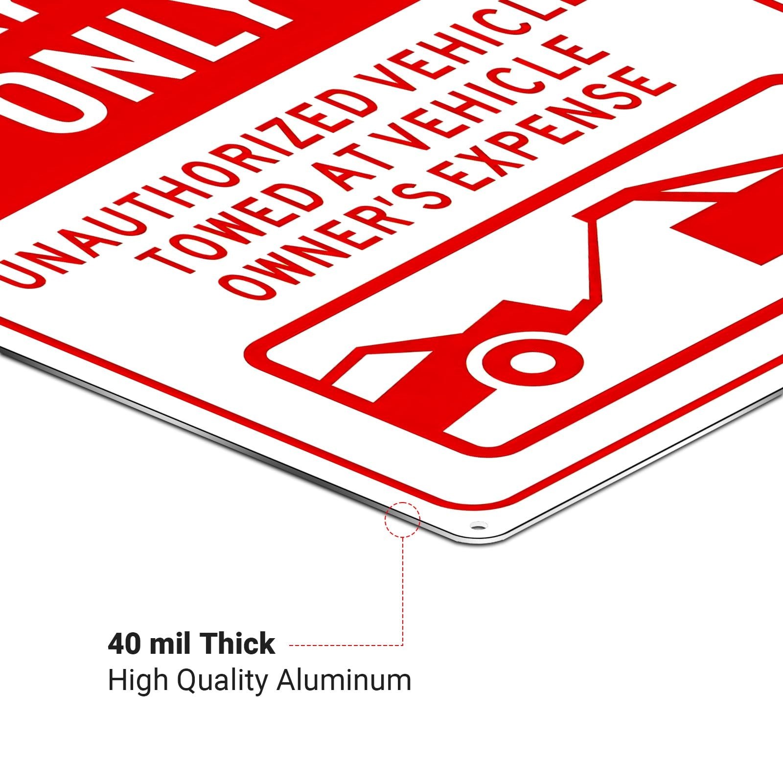 2 Pack Authorized Parking Only Sign – 14×10 Rust-Free Aluminum, Reflective, Weat