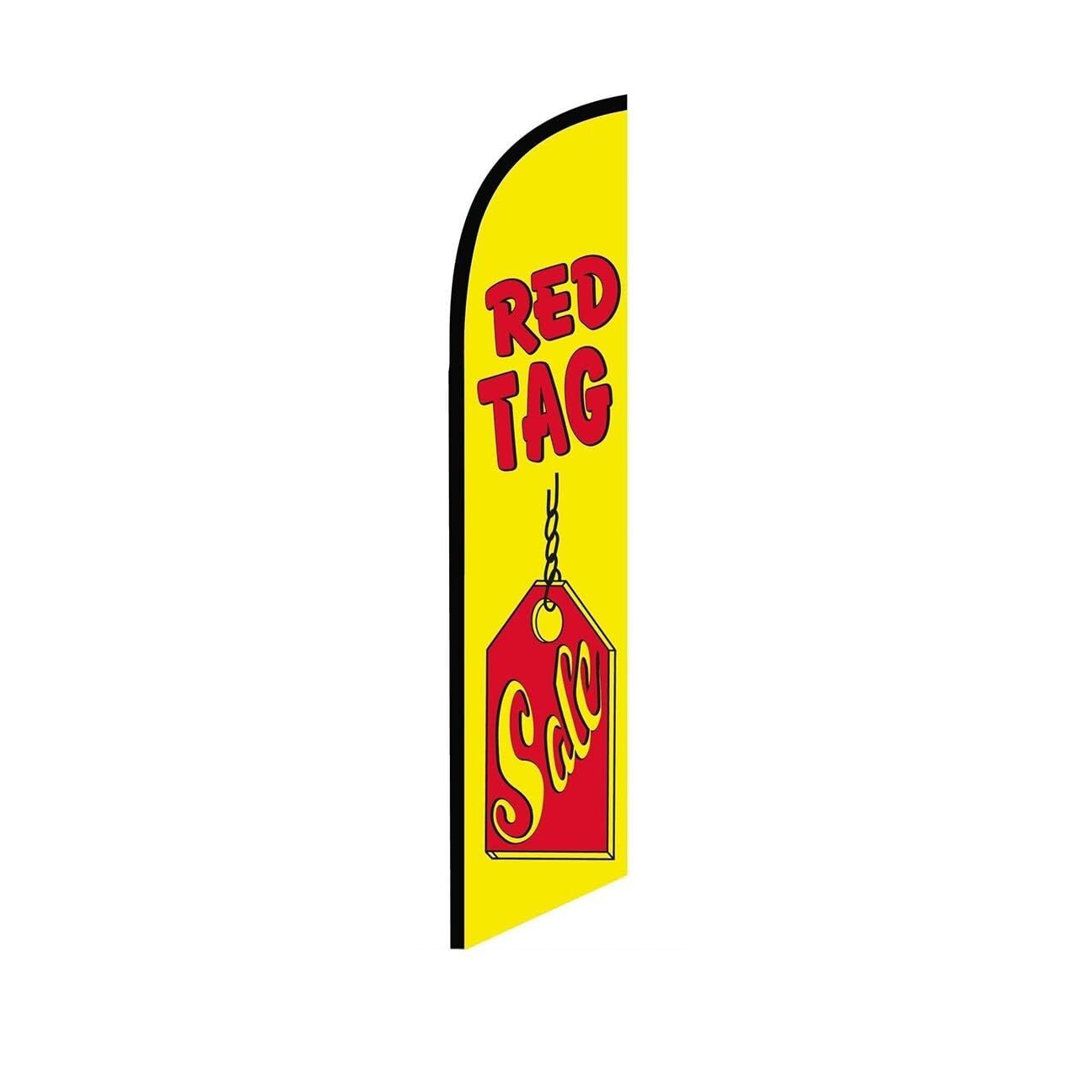 Red Tag Sale Yellow Swooper Flutter Feather Flag | 3ft W x 11.5ft Tall