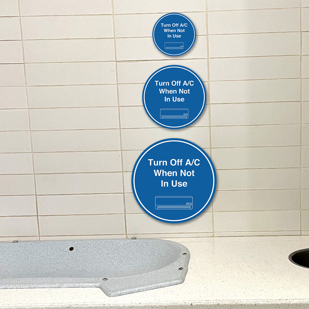 Signs ByLITA Circle Turn Off A/C When Not In Use Wall or Door Sign