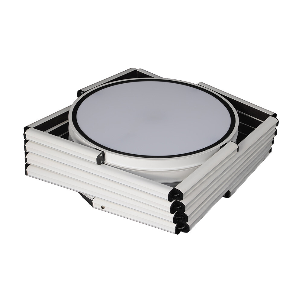 81.1in Portable Round Twist Display Counter with Top Light Clear Magnetic Panels