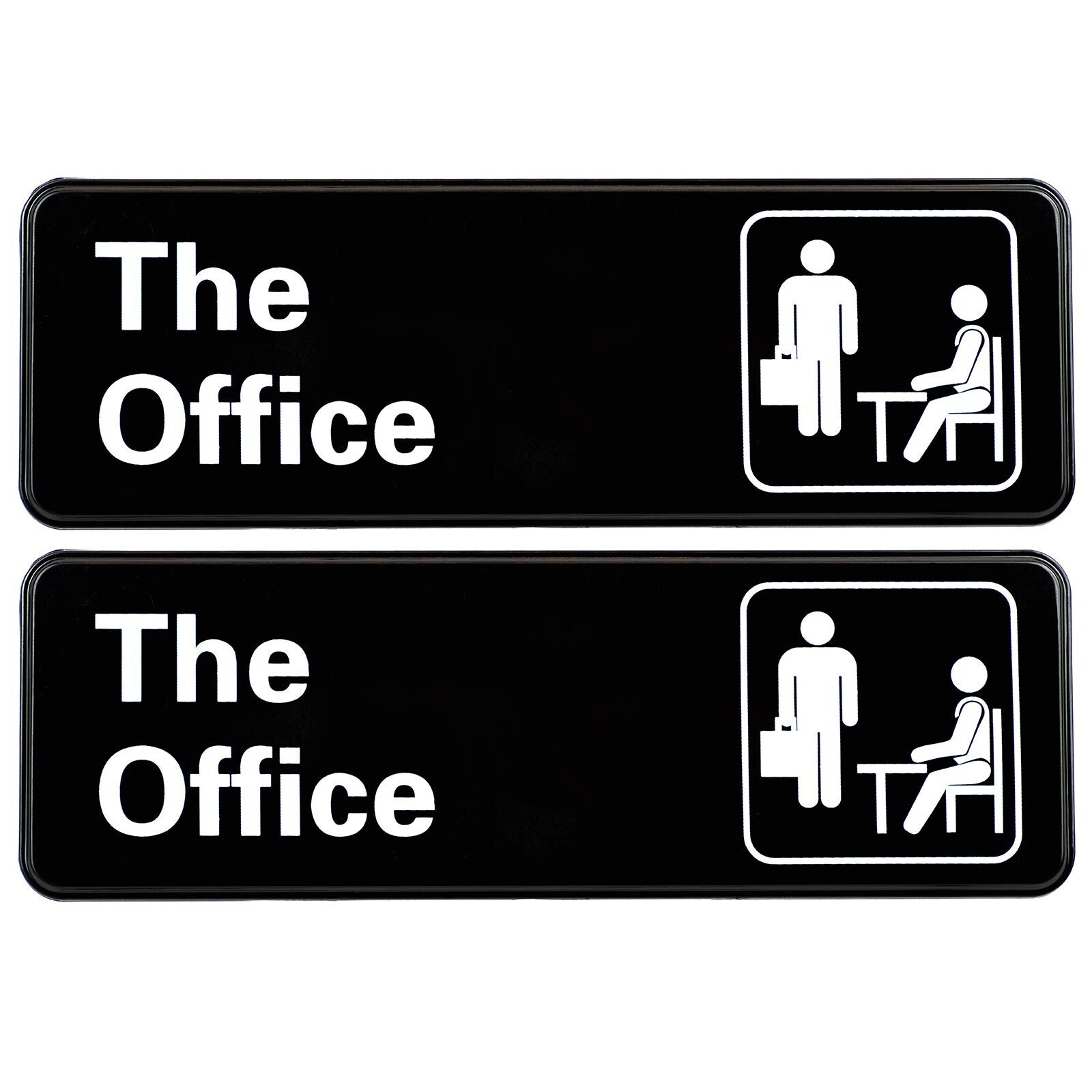 The Office Sign: Easy to Mount Informative Plastic Sign with Symbols, 9″x3″ S…