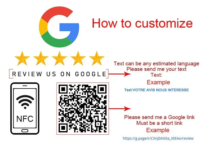 Custom Review Us on Google QR Code Sign Google Review Sign with NFC
