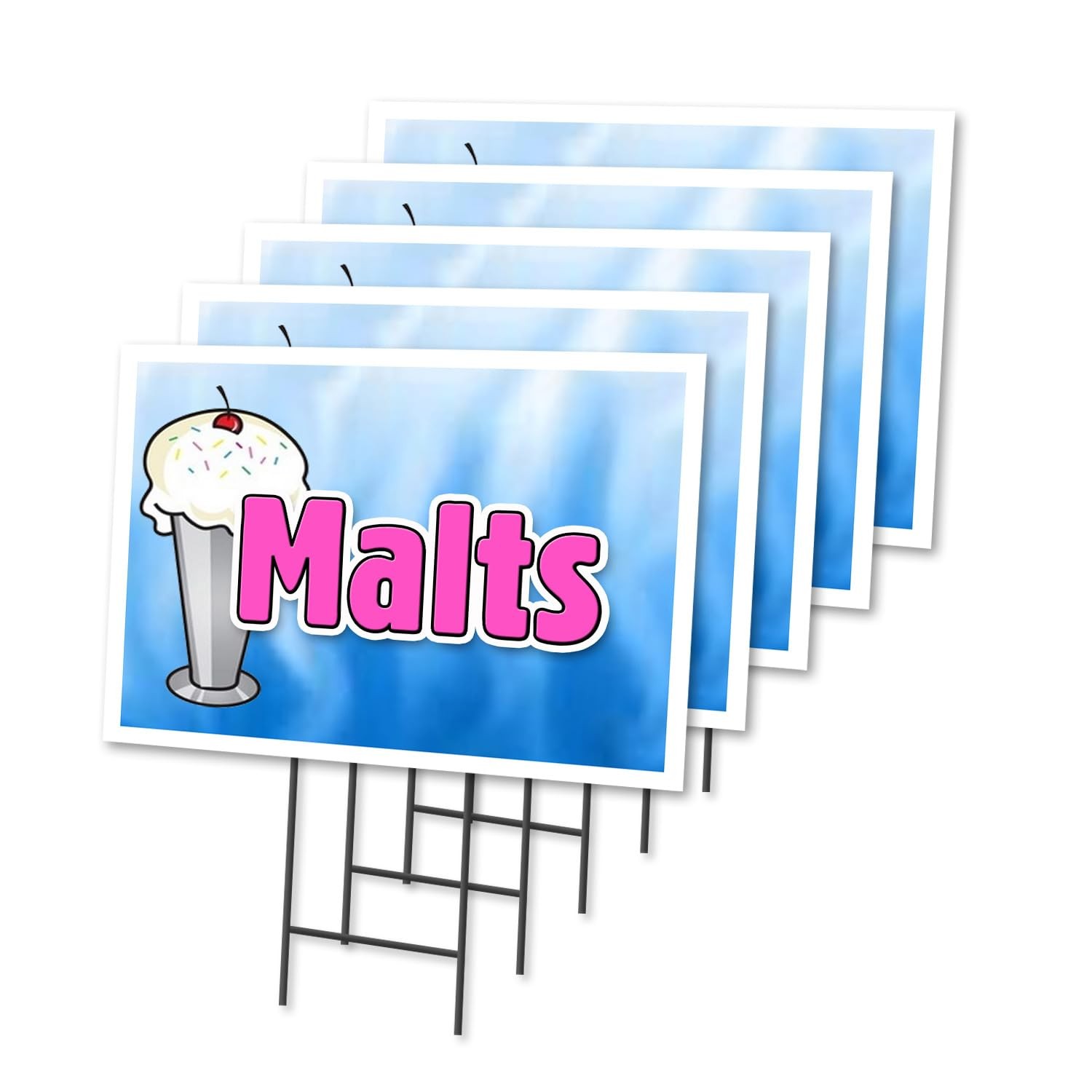 MALTS 5 Pack of 12″ x 16″ Yard Sign & Stake | Advertise Your Business | Stake…