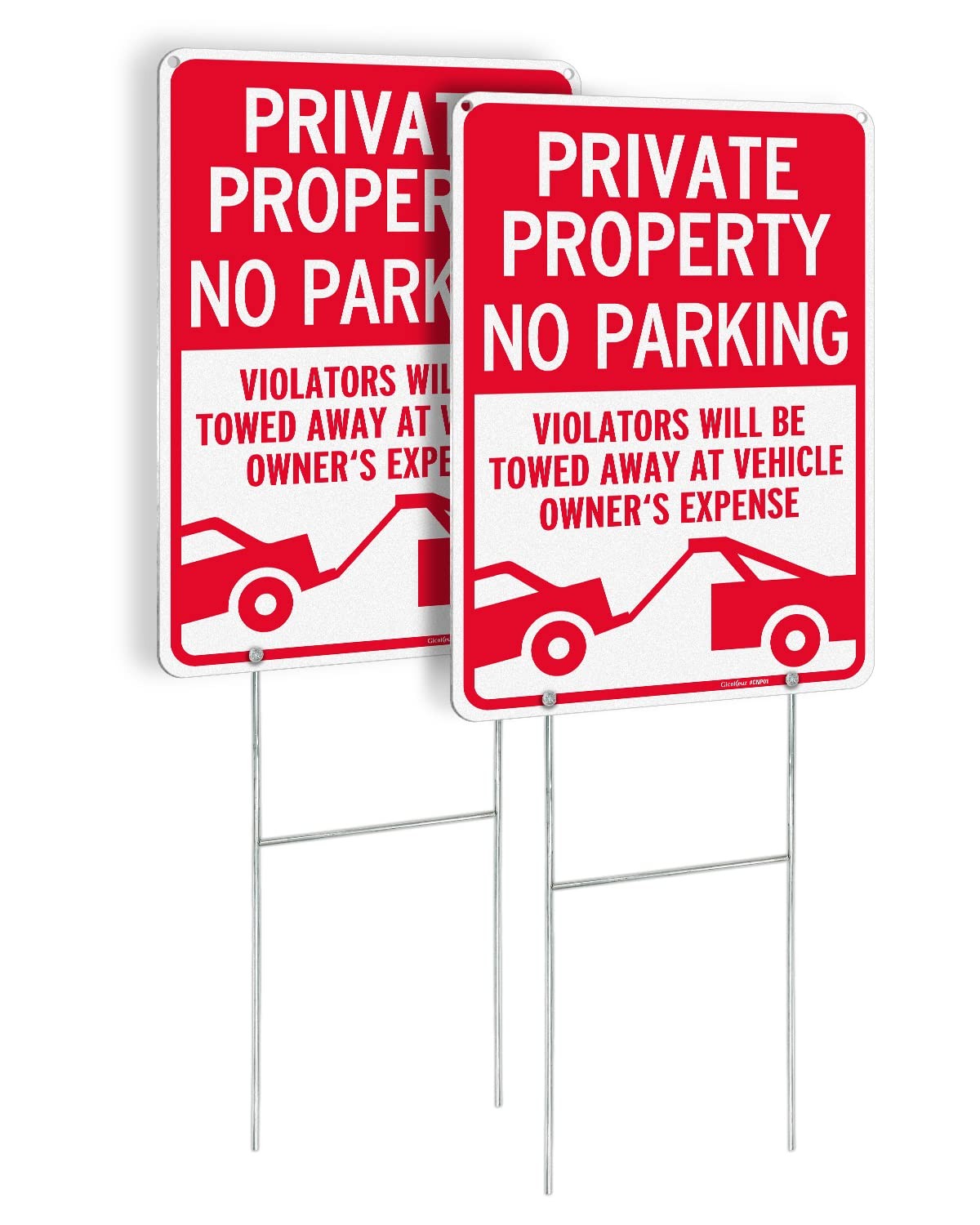 2 Pack No Parking Sign with H-stakes, Private Property Sign, 14″×10″ Reflecti…