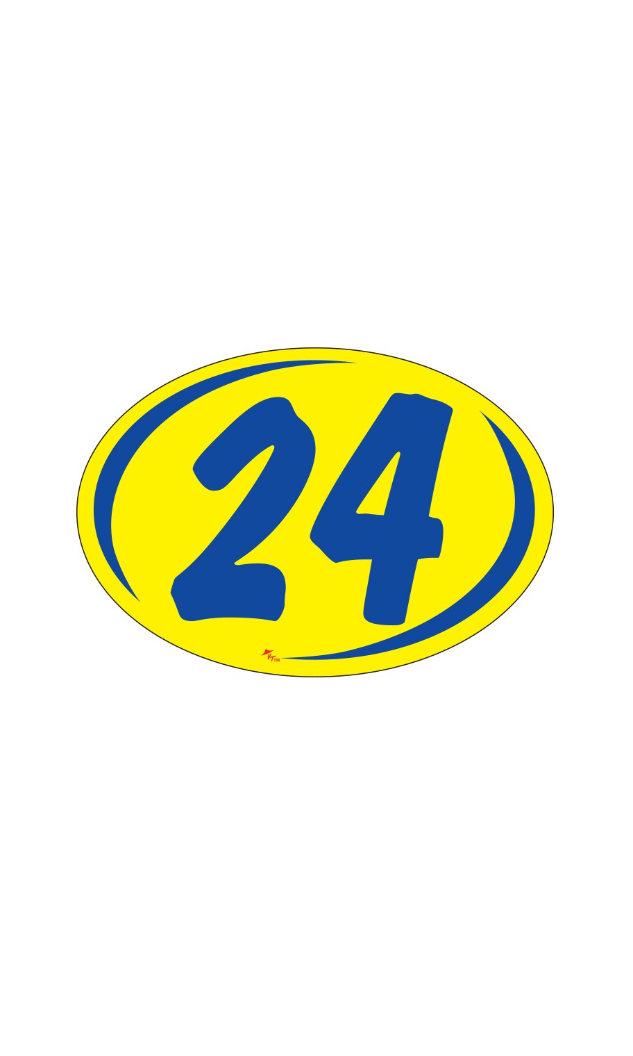 SSWBasics Oval 2-Digit Year Stickers – Blue/Yellow – “24” – Pack of 12