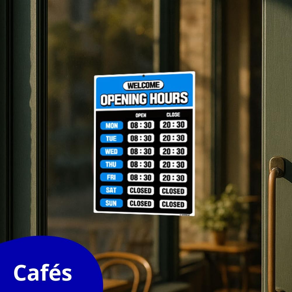 GEEKBEAR Business Hours Sign for Glass Door (Blue)