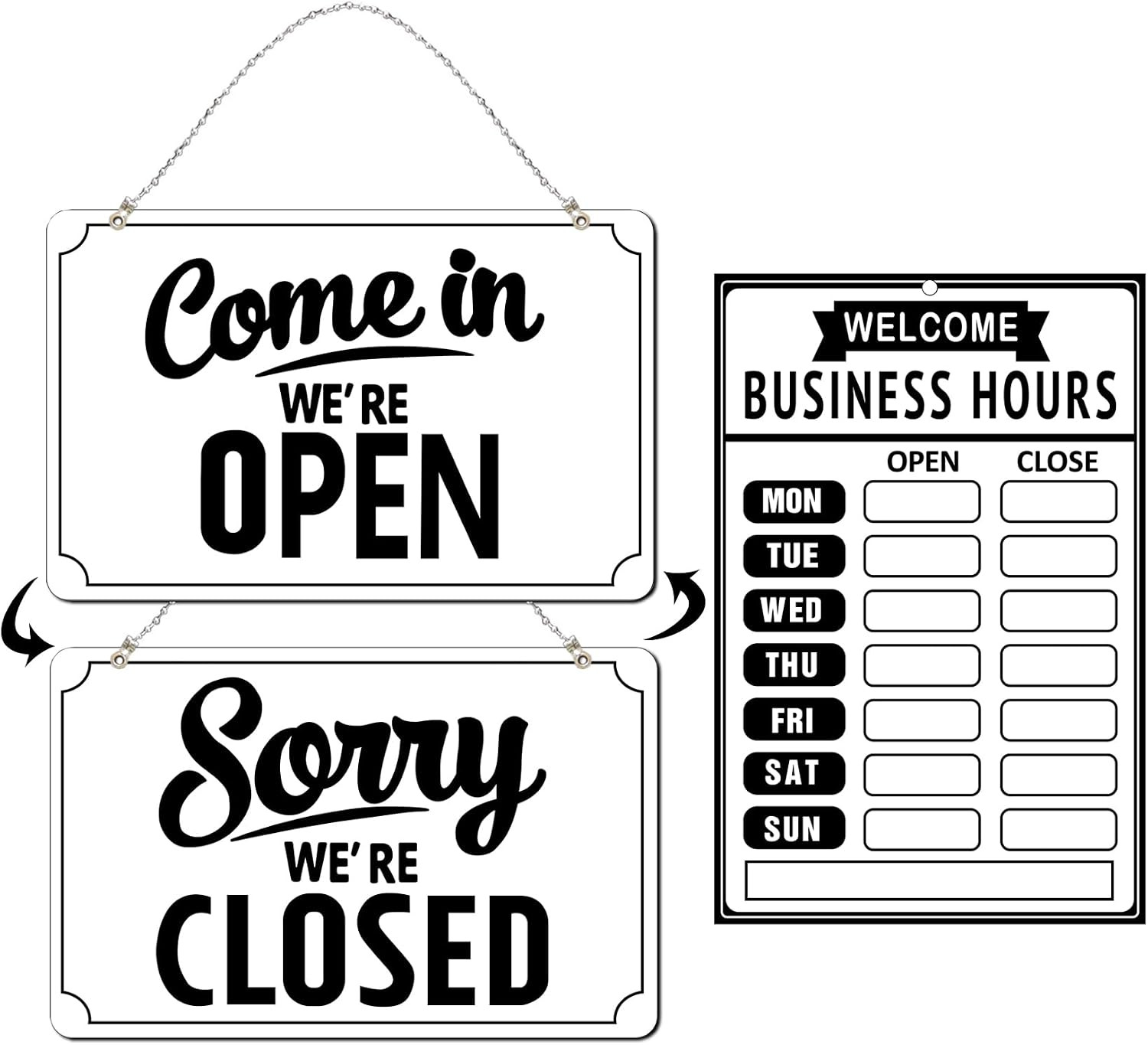 Open Closed Signs Business Hours Sign Set for Window Door Open Signs