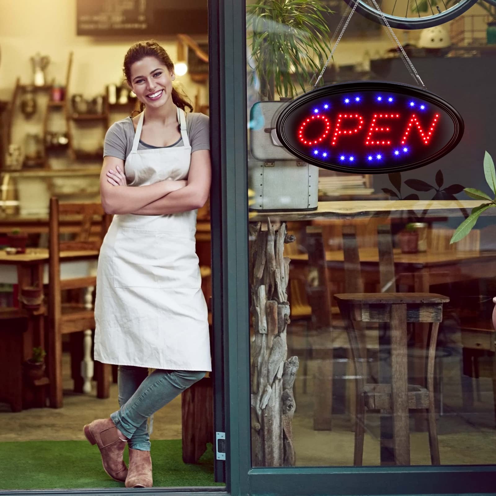 LED Open Sign, 19″x10″, with Remote, Timer & Flash/Steady Modes