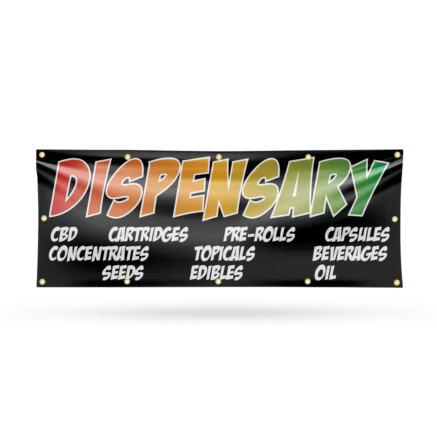 Dispensary CBD Pre Rolls Edibles Vinyl Banner Sign with Metal Grommets
