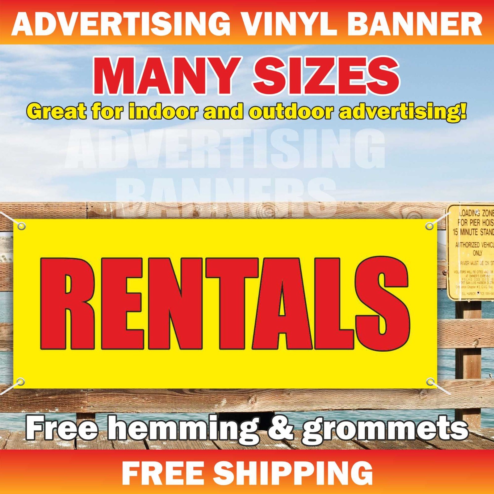 RENTALS Advertising Banner Vinyl Mesh Sign For Sale Space Rent Lease Realtor