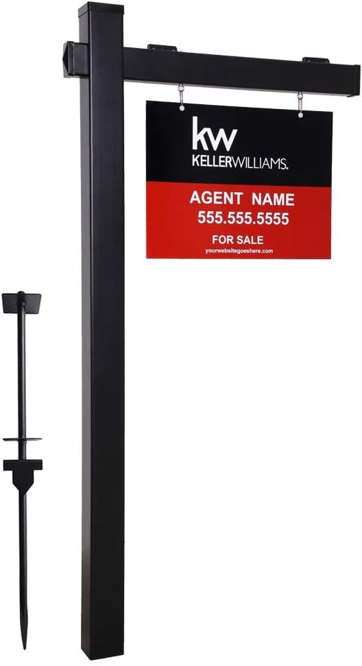 Vinyl Real Estate Sign Post 6ft Black Flat Cap Realtor Yard