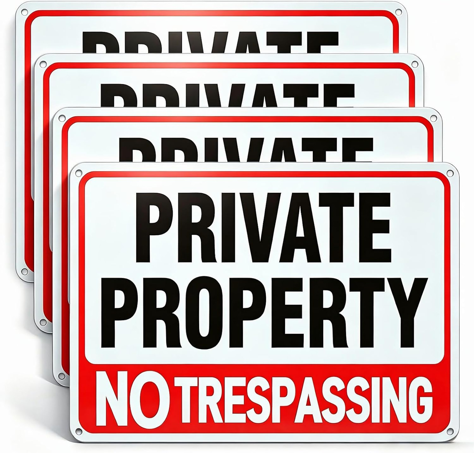 4 Pack Large No Trespassing Signs Private Property 12×8 Aluminum Reflective