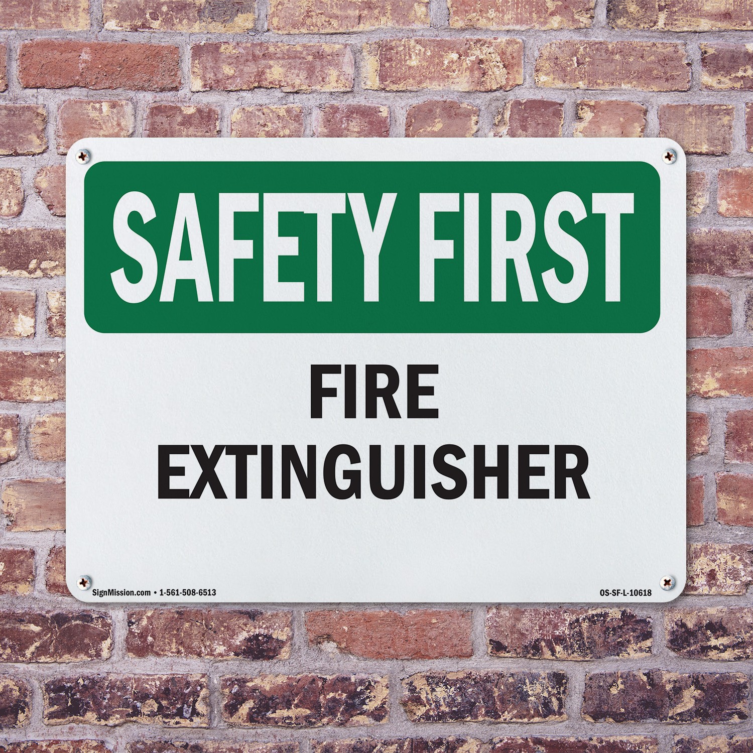 Fire Extinguisher OSHA SAFETY FIRST Sign Metal, Plastic, Or Decal – 5 or 10 Pack