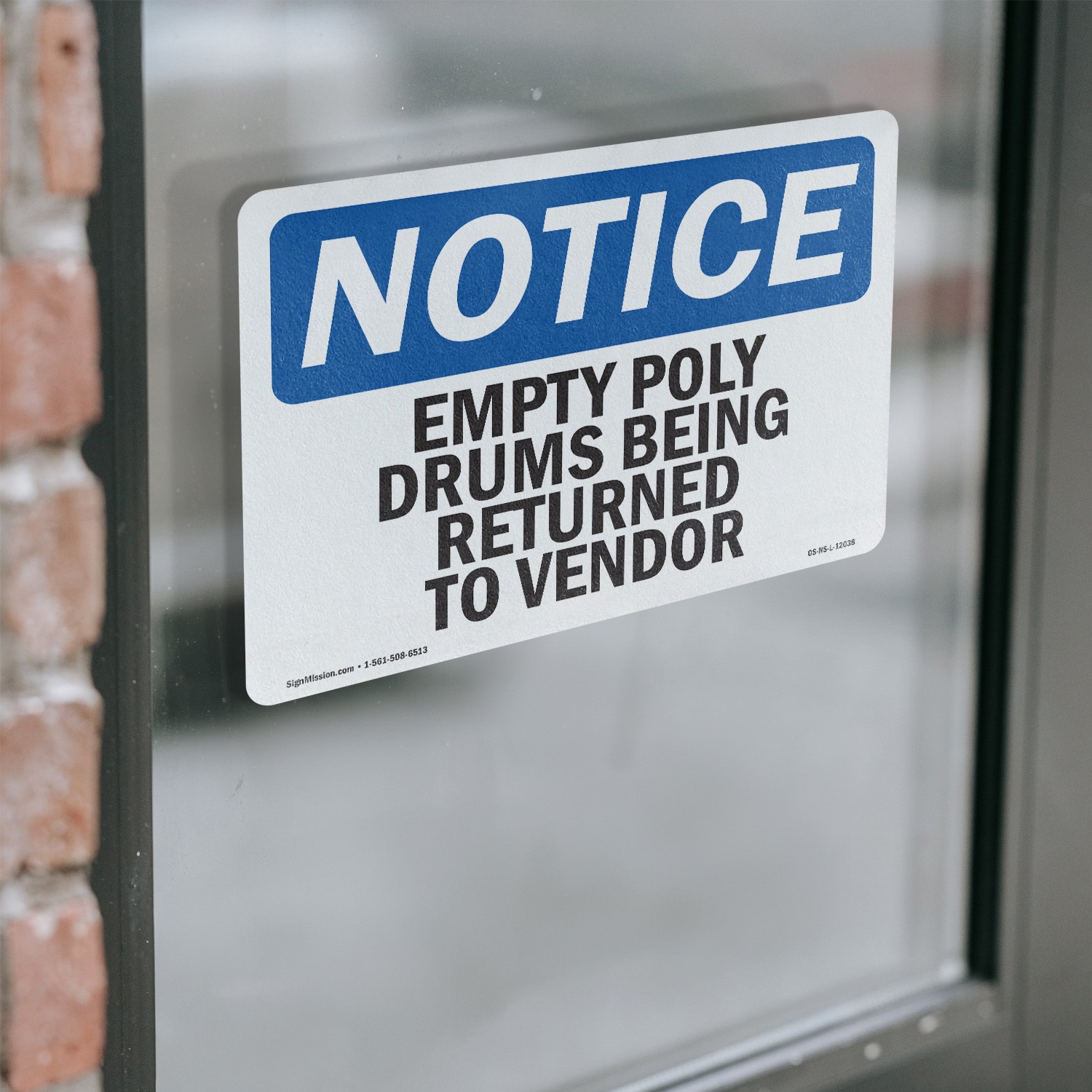 Empty Poly Drums Being Returned To Vendor OSHA Notice Sign, Decal 5 or 10 Pack