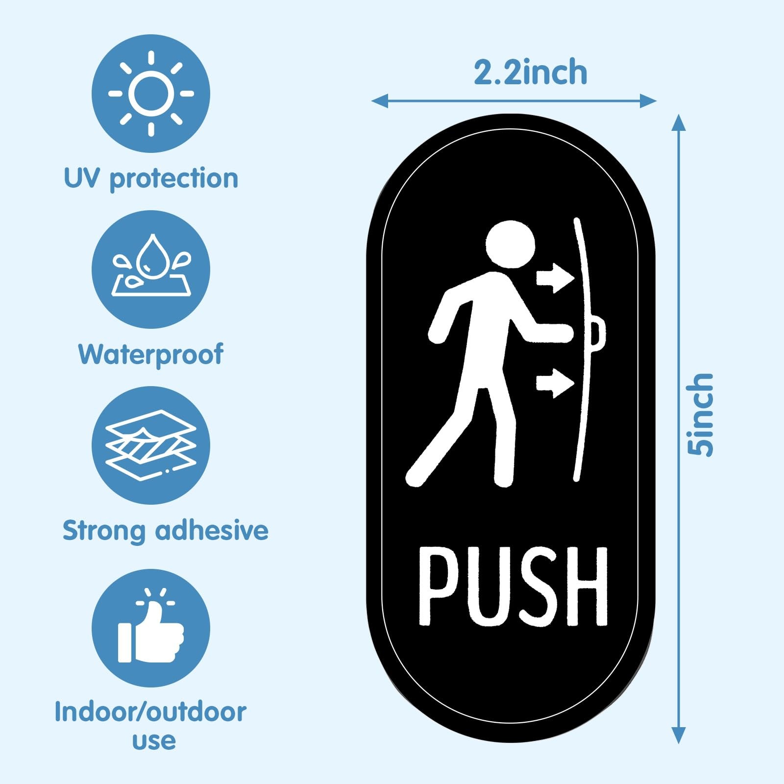 Mabor 6Pcs Push Pull Door Stickers, Push & Pull Sign for Door, Vertical SelfA…