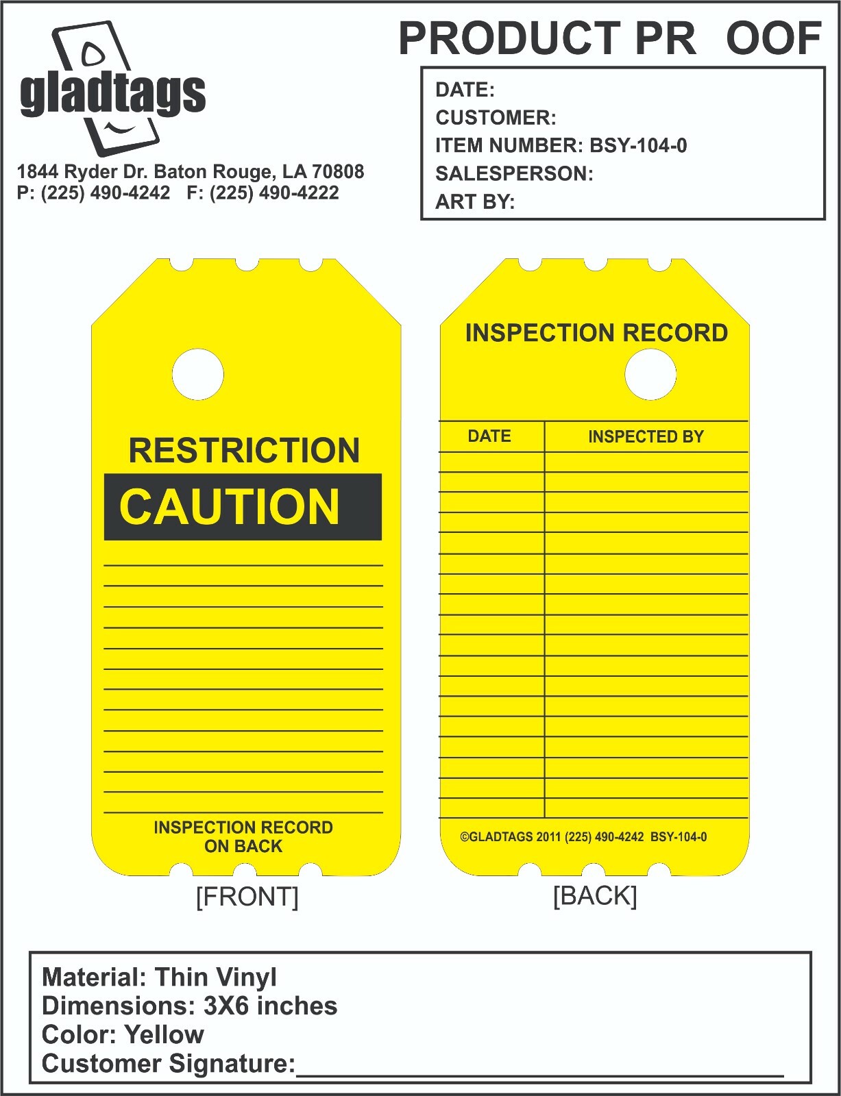 6″ Yellow Caution Scaffold Tags (25 Per Pack)