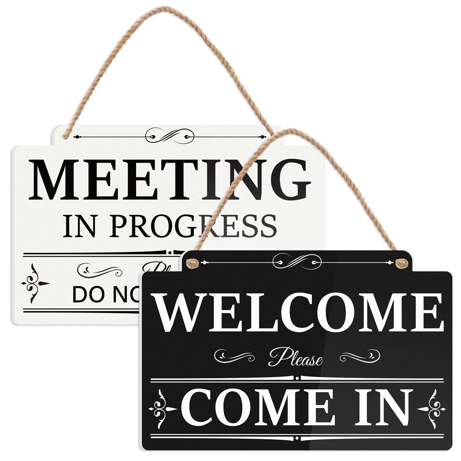Meeting in Progress Door Sign Do Not Disturb Door Hanger Double-Sided Welcome…