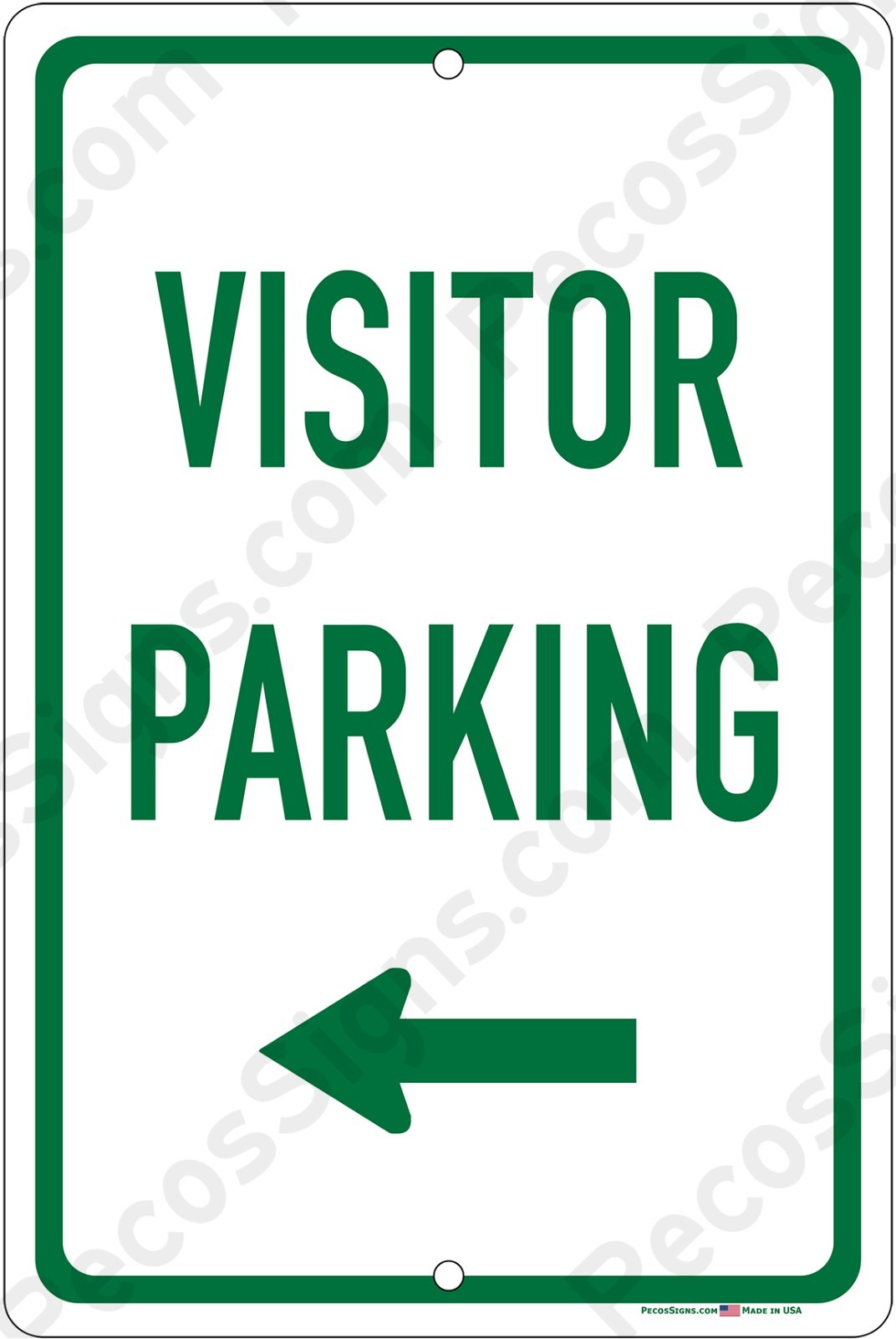 Visitor Parking Left Arrow 8″x12″ Aluminum Sign UV Protected Made in USA – Green
