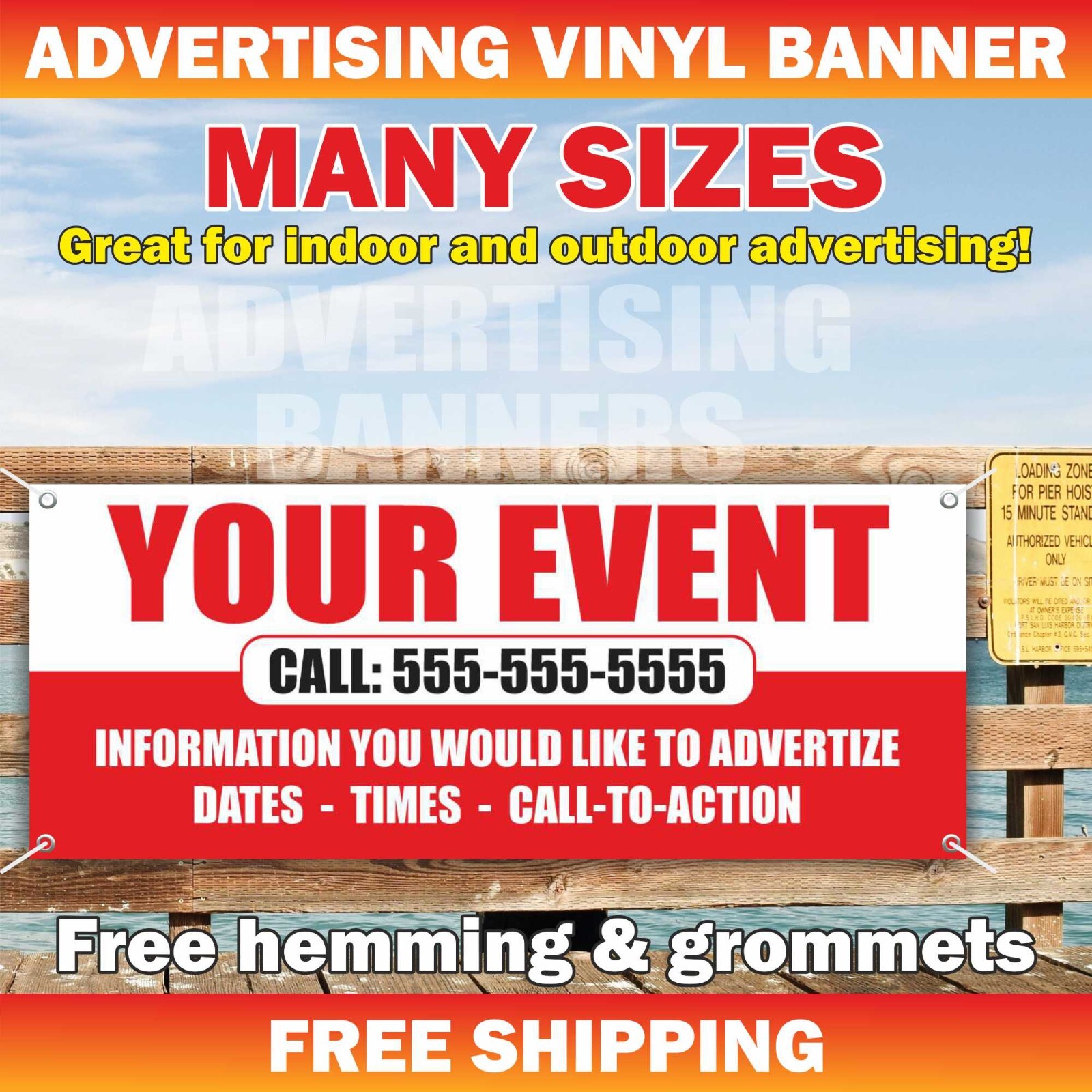 YOUR EVENT Custom Business Name Advertising Banner Vinyl Sign Any message