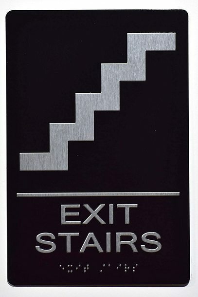 EXIT Stairs Sign (Aluminium, Black/Silver,Size 6×9) The Sensation line-ref0420