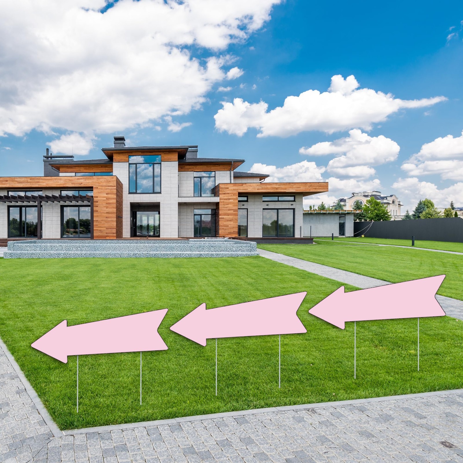 Pink Arrow Signs with Stakes 16 x 5 Inches,This Way Directional Arrow Yard Si…