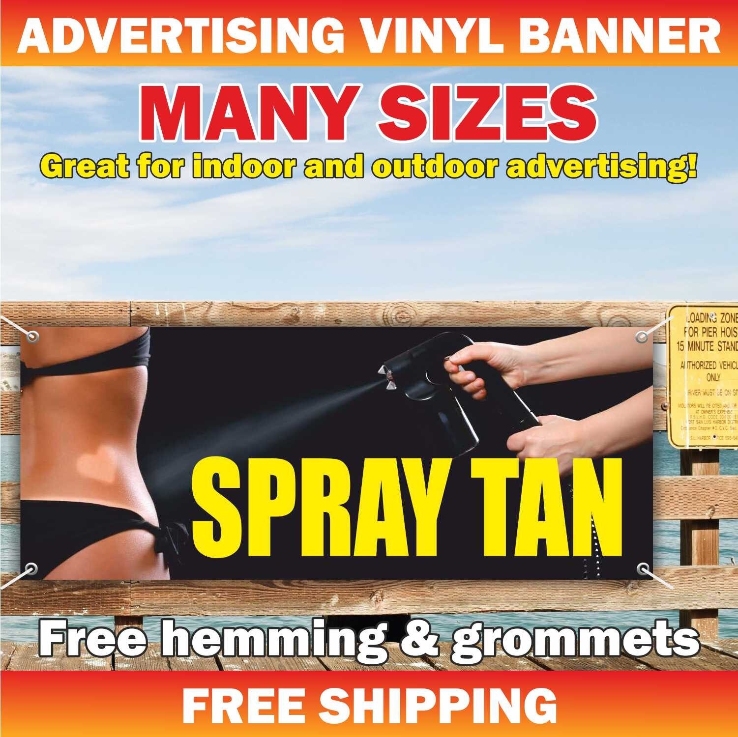 SPRAY TAN Advertising Banner Vinyl Mesh Sign TANNING spa beauty salon nails