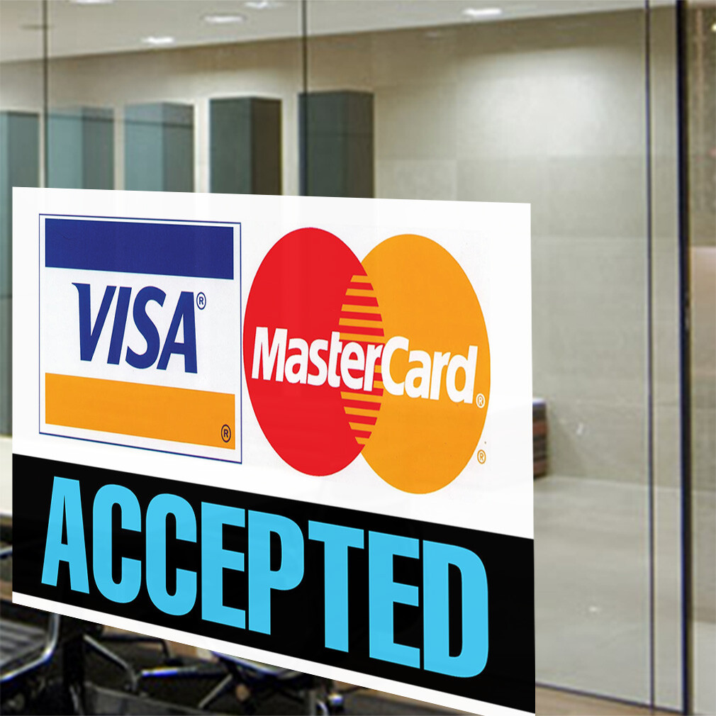 Decal Stickers Visa Accepted .Mastercard Vinyl Store Sign Label Business