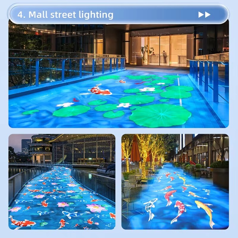 60W Dual-head Dynamic Water Ripple Light Wall Bridge Pattern Gobo Logo Projector